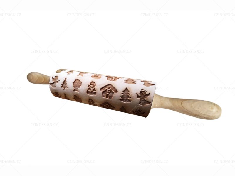 Váleček dřevěný, vánoční motiv - VAL02