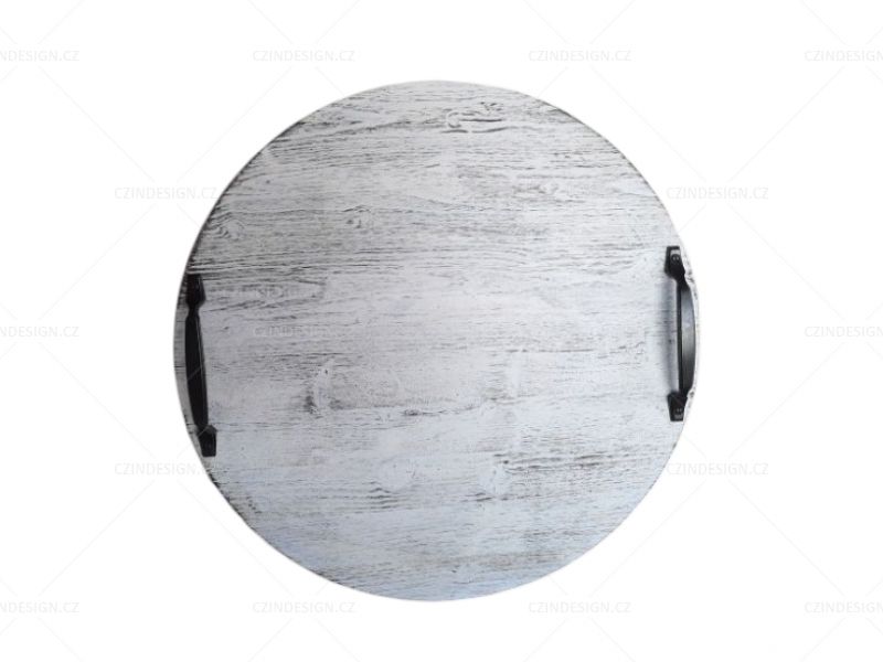 Kulatý tác - bílá patina - MAS22
