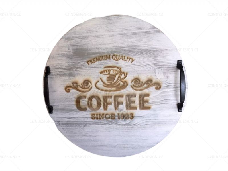 Kulatý tác - šedobílá pat.Coffee - MAS07