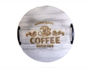 Kulatý tác - šedobílá pat.Coffee - MAS07