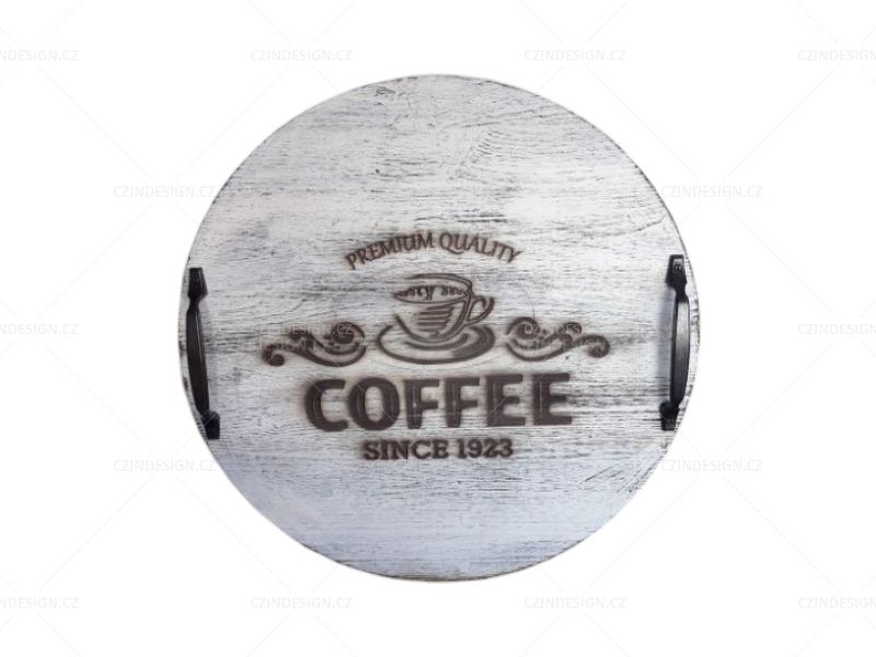 Kulatý tác - hnědobílá pat.Coffee- MAS09