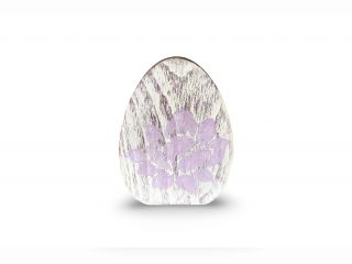 Vajíčko z masivu s květinou, fialová patina - 120 x 85 mm - VE24-30
